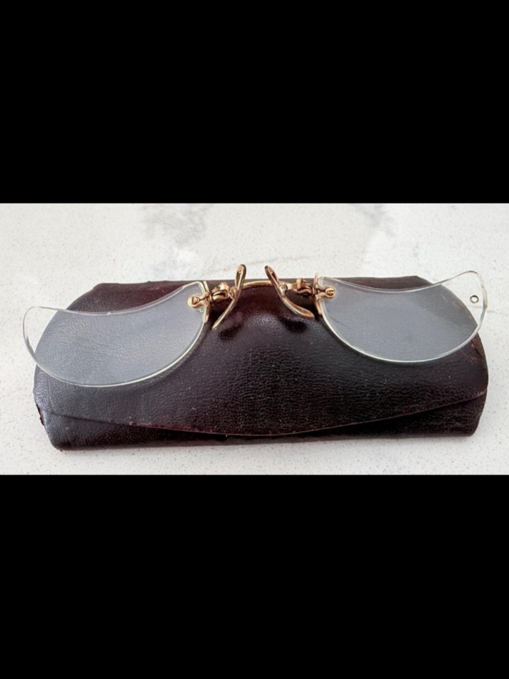Antique Gold Filled Rimless Half-Moon Pince-Nez Reading Glasses | Victorian